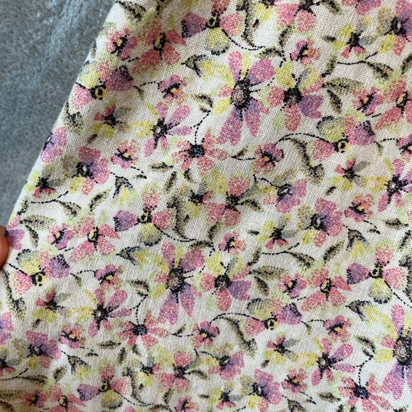 Vintage Floral Button Front Midi Skirt Cottagecore Boho Retro Linen Blend 3X - Picture 5 of 6